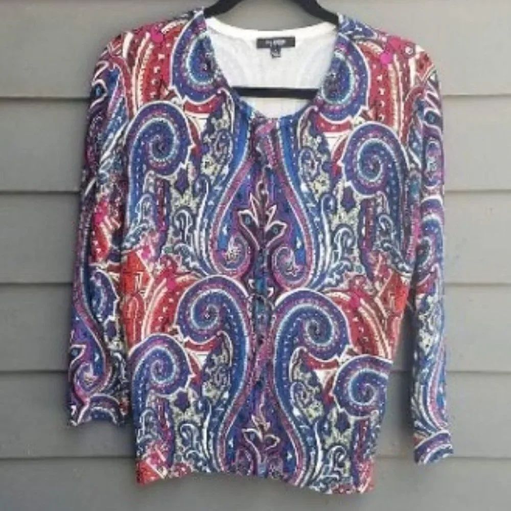 Premise Paisley Cardigan Sweater Size Large